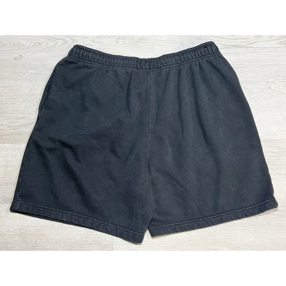 The North Face Fleece Shorts Men's Large Black Sweat Elastic Waist Logo Pockets